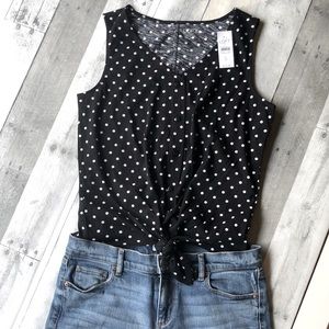 Loft black tie front tank